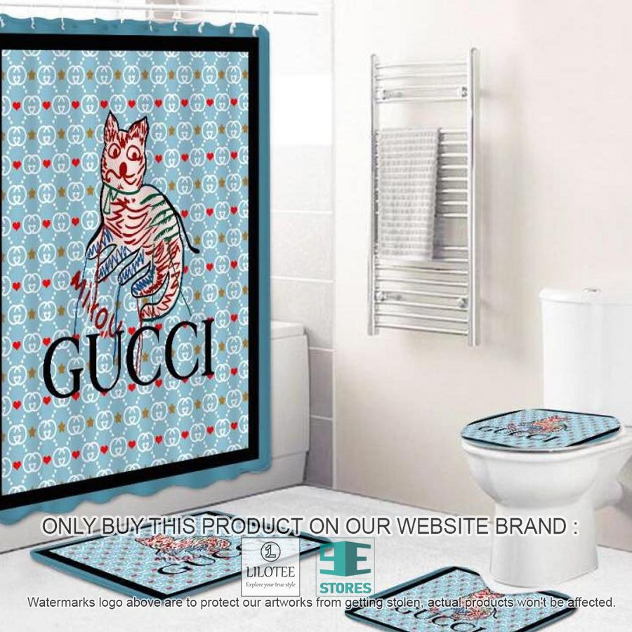 Gucci Cat blue Shower Curtain Sets - LIMITED EDITION 8