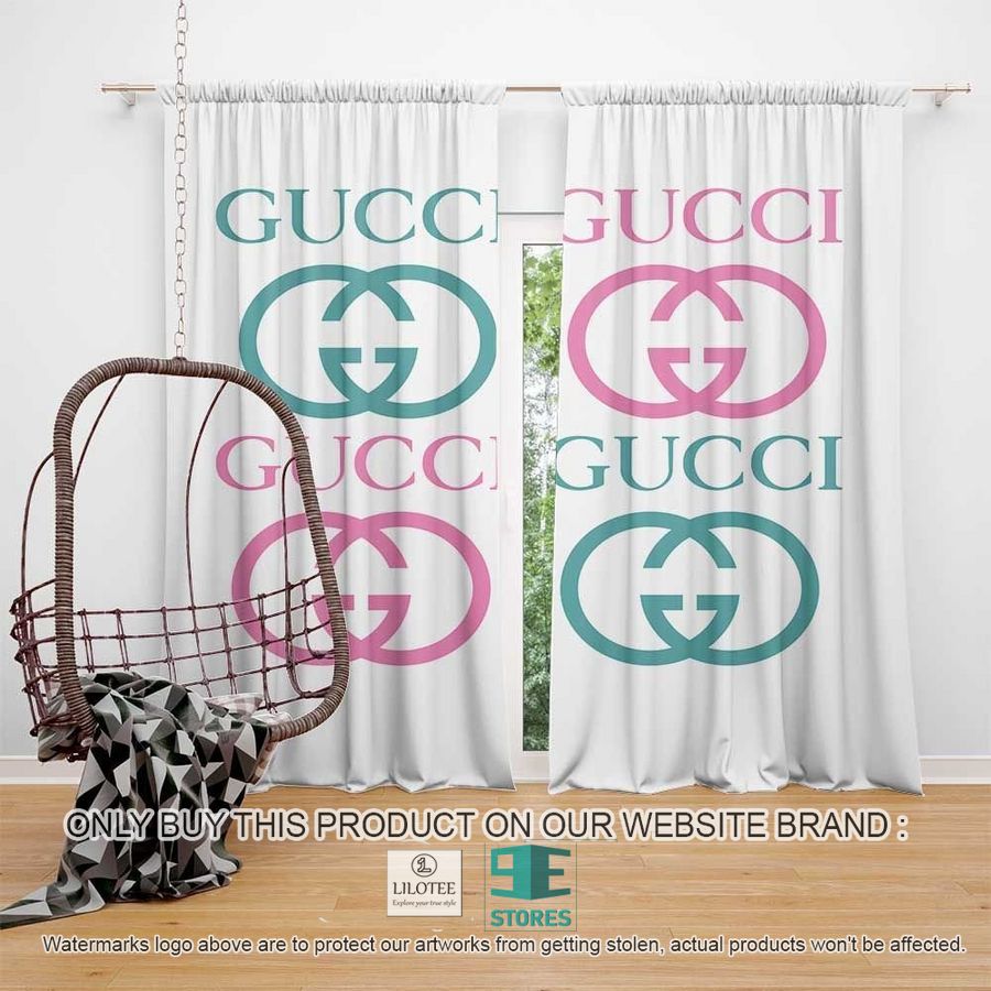 Gucci Color Logo White Windown Curtain 9