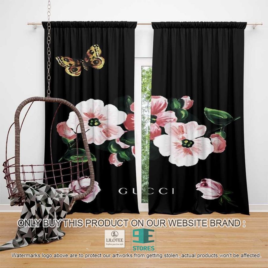Gucci Floral Black Windown Curtain 8