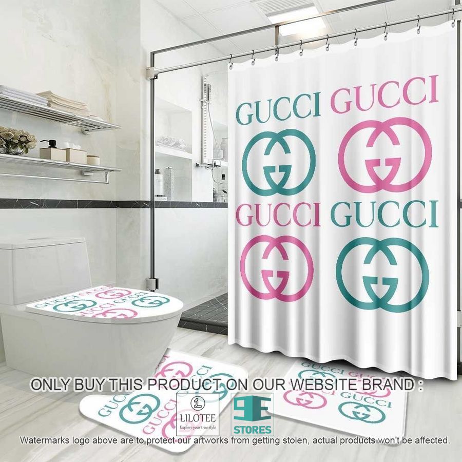 Gucci Four logo white Shower Curtain Sets - LIMITED EDITION 9
