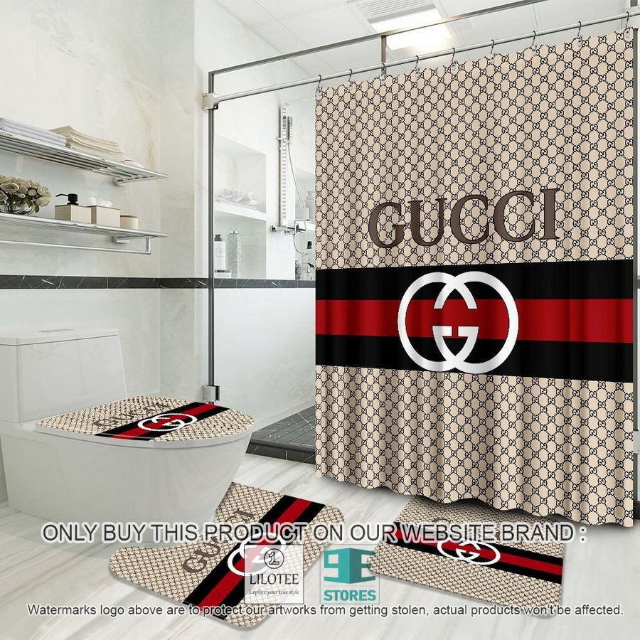 Gucci GC Luxury Brand khaki Shower Curtain Sets - LIMITED EDITION 9