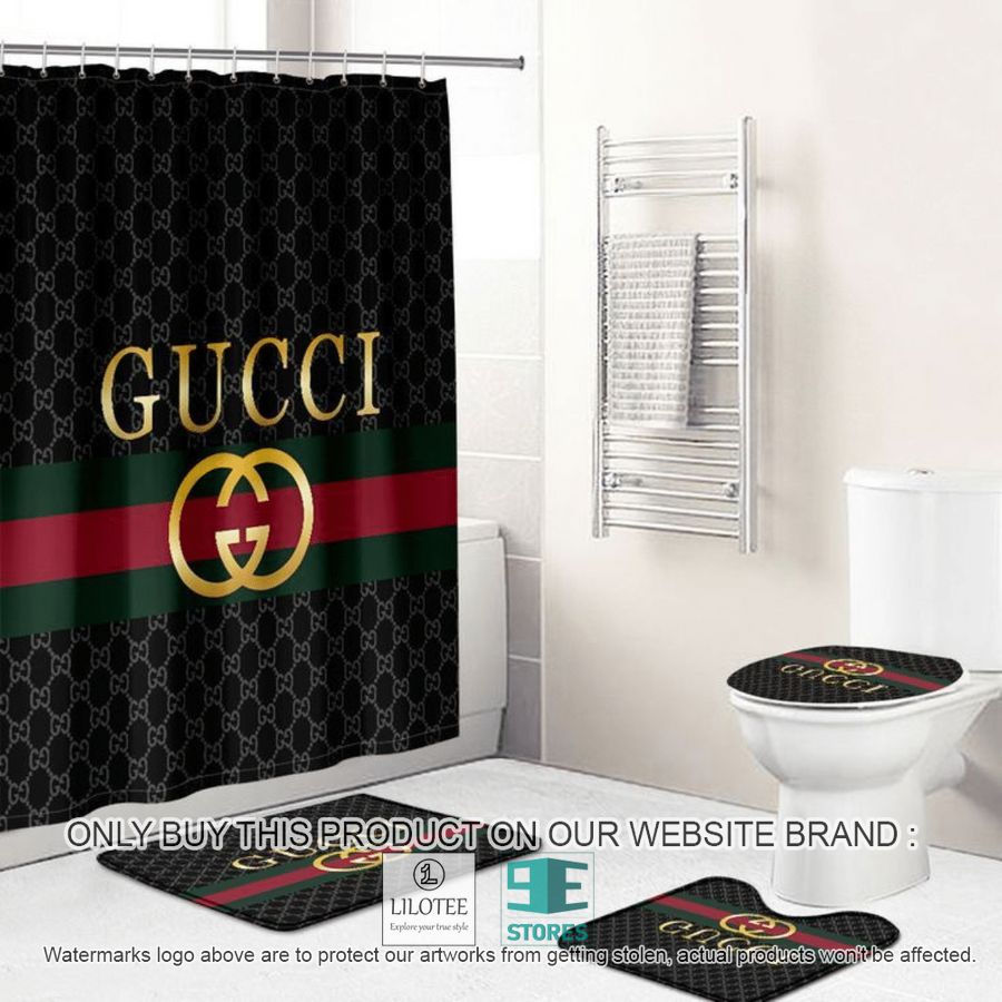 Gucci Gold Logo Dark Shower Curtain Sets - LIMITED EDITION 8