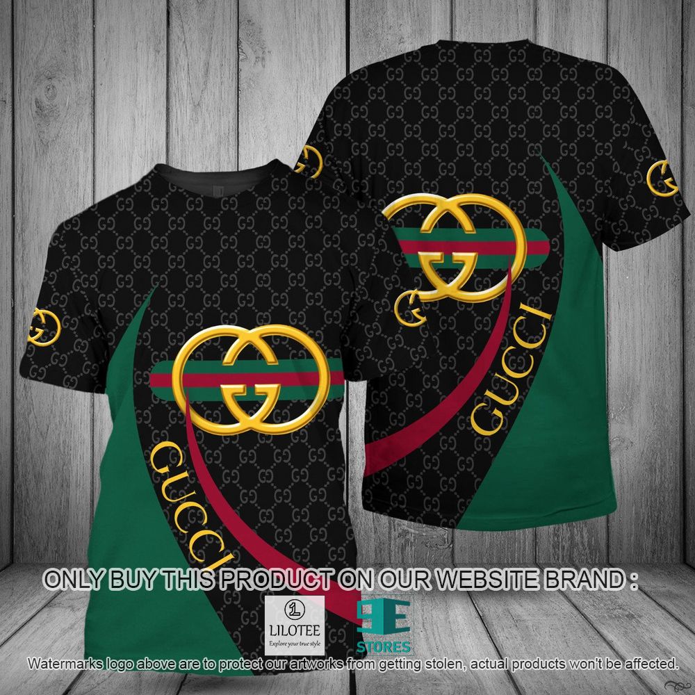 Gucci Green Black Pattern 3D Shirt - LIMITED EDITION 10