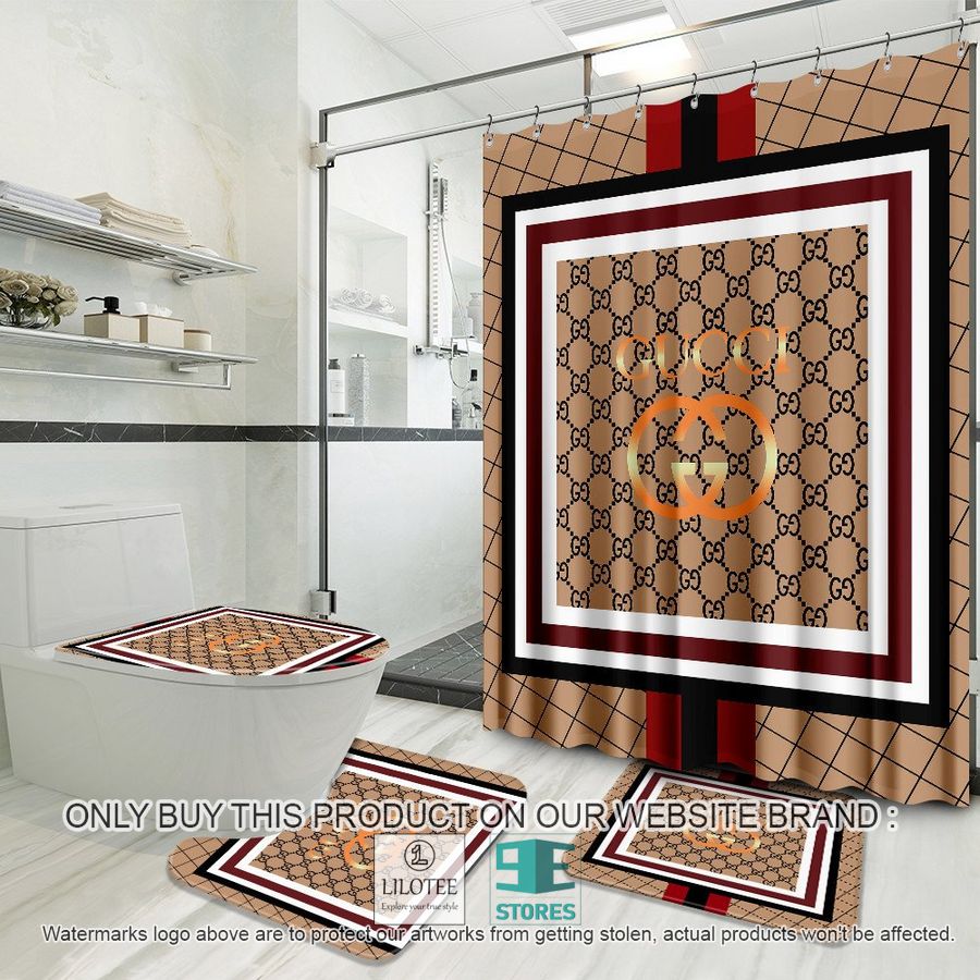 Gucci logo brown Shower Curtain Sets - LIMITED EDITION 9