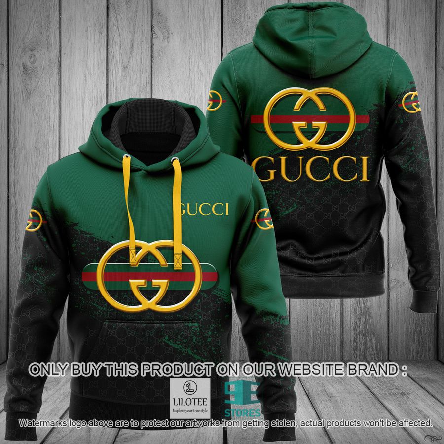 Gucci logo green black 3D Hoodie - LIMITED EDITION 9