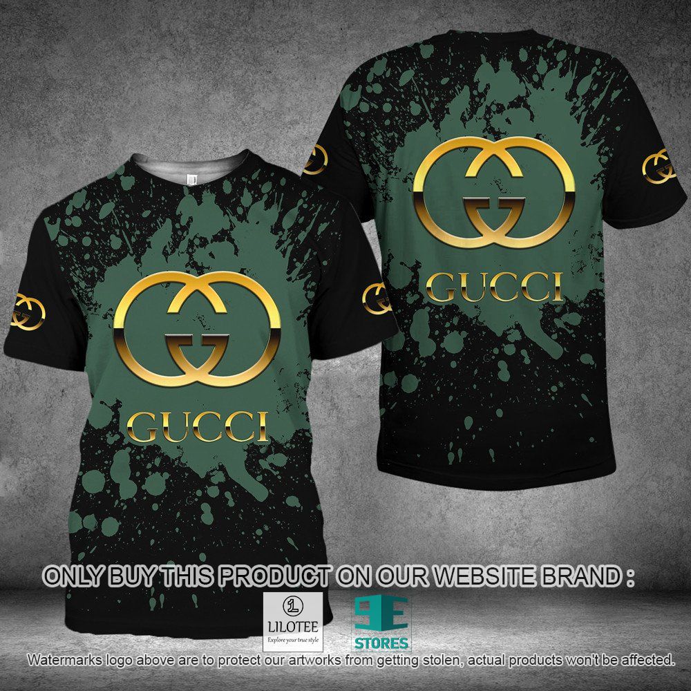 Gucci Logo Green Black Color 3D Shirt - LIMITED EDITION 11