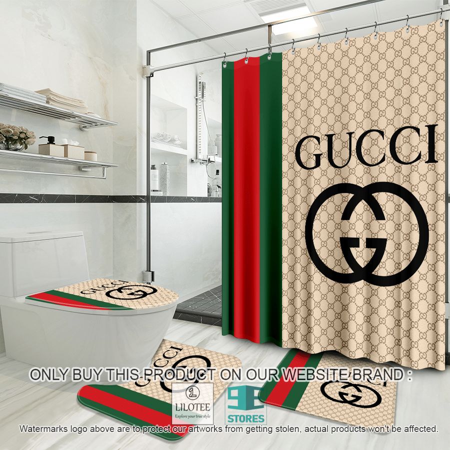 Gucci Luxury brand khaki Shower Curtain Sets - LIMITED EDITION 8