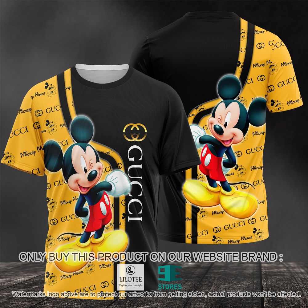 Gucci Mickey Mouse Yellow Black 3D Shirt - LIMITED EDITION 11