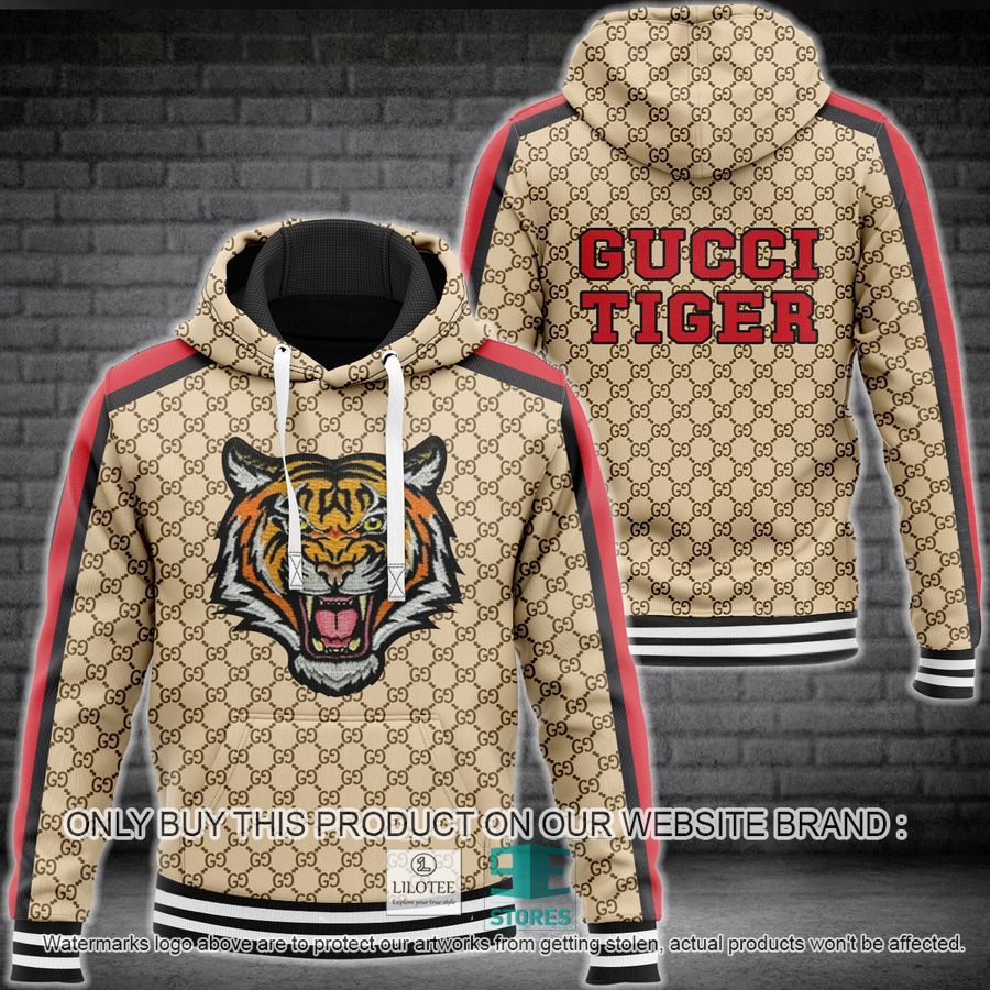 Gucci Tiger Brown 3D All Over Print Hoodie 8