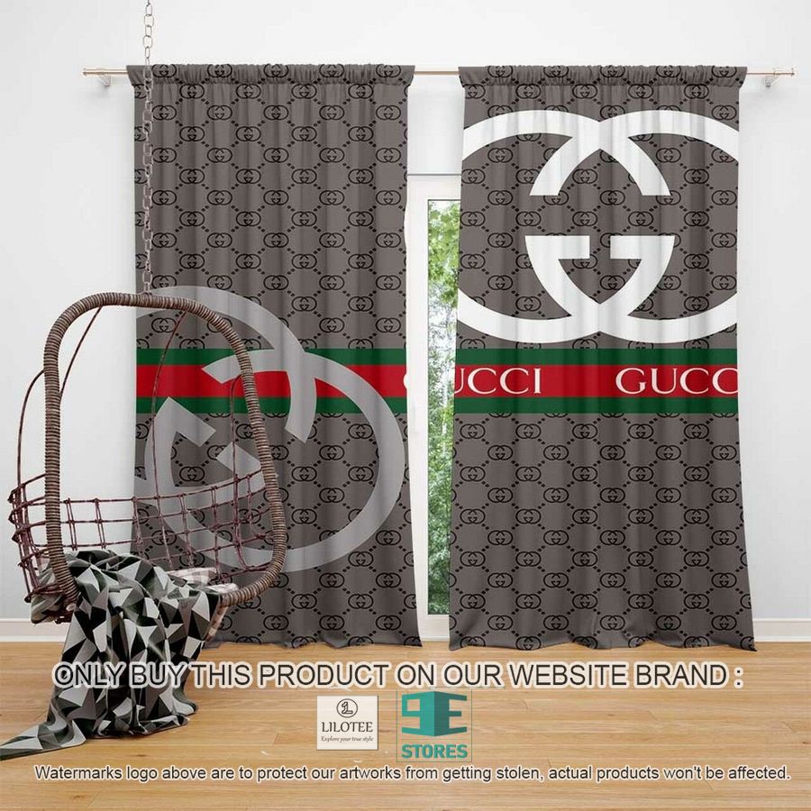 Gucci White logo Grey Windown Curtain 8