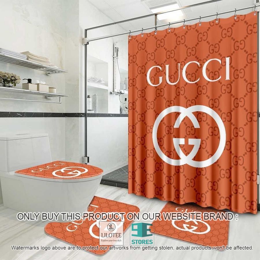 Gucci White logo Orange Shower Curtain Sets - LIMITED EDITION 8
