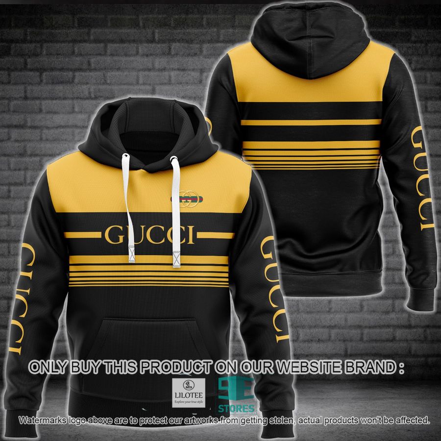 Gucci Yellow Line Black 3D All Over Print Hoodie 8