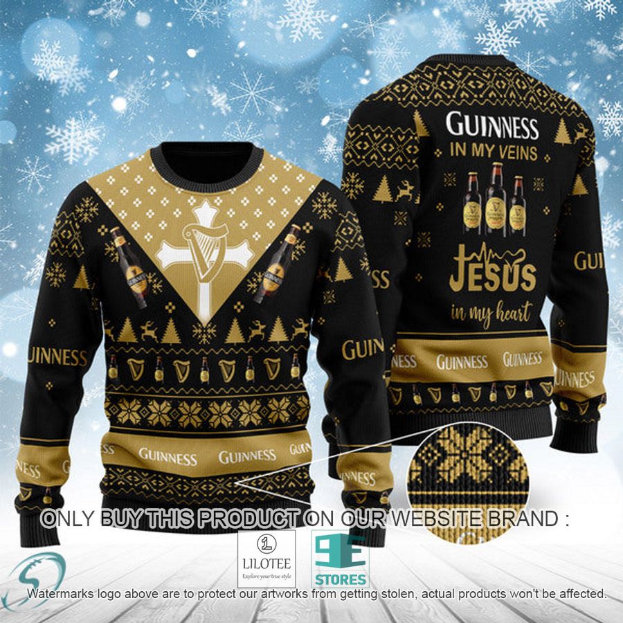 Guinness In My Veins Jesus In My Heart Ugly Christmas Sweater - LIMITED EDITION 9