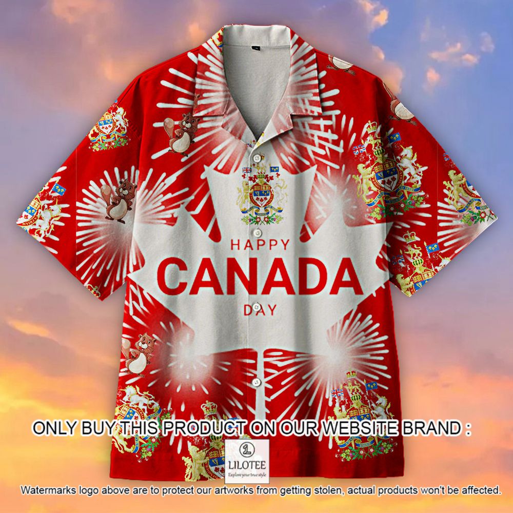 Happy Canada Day Flag Fireworks Short Sleeve Hawaiian Shirt - LIMITED EDITION 11