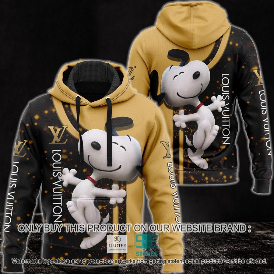 Happy Snoopy Louis Vuitton Black yellow 3D All Over Print Hoodie 9