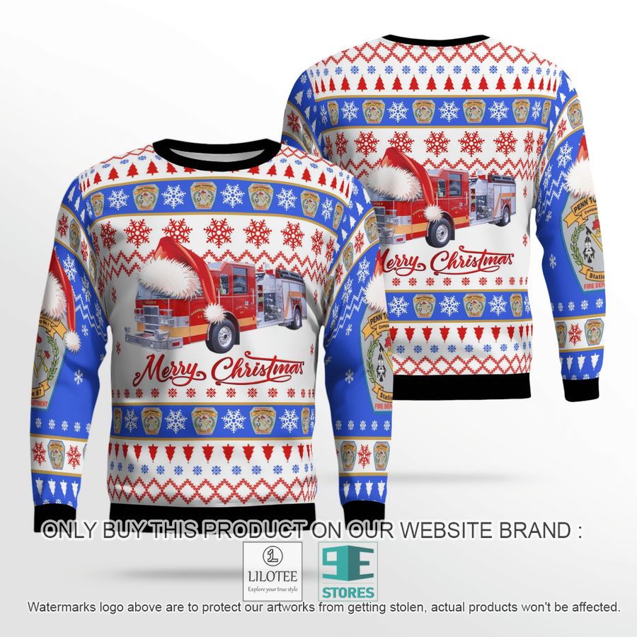 Harrison City Westmoreland County Pennsylvania Harrison City Volunteer fire Department Christmas Sweater - LIMITED EDITION 19
