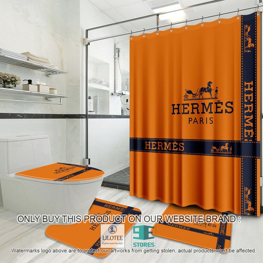 Hermes Paris logo orange Shower Curtain Sets - LIMITED EDITION 8