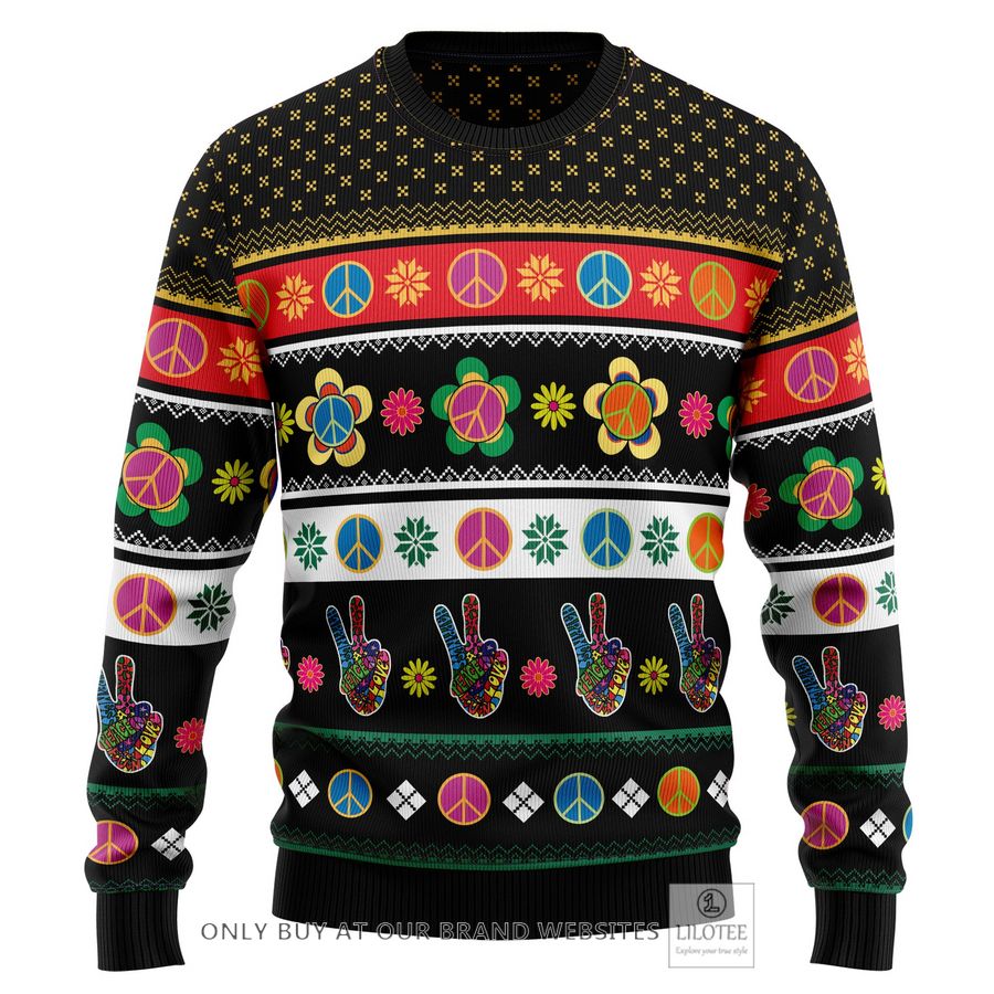 Hippie Peace Sign Ugly Christmas Sweater - LIMITED EDITION 24