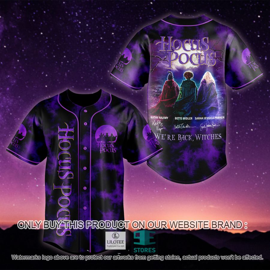 Hocus Pocus We're Back Witches Purple Night Baseball Jersey 6