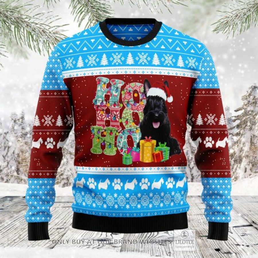 Hohoho Scottish Terrier Ugly Christmas Sweatshirt 6