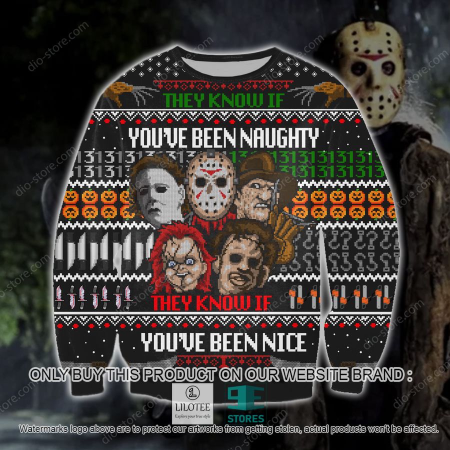 Horror Characters They Know If You'Ve Been Naughty Knitted Wool Sweater - LIMITED EDITION 8