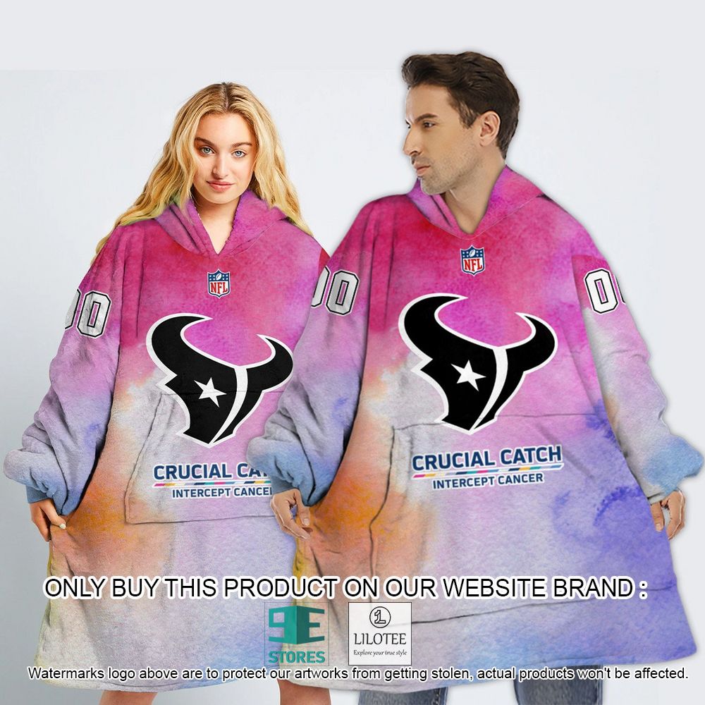 Houston Texans Crucial Catch Intercept Cancer Personalized Oodie Blanket Hoodie - LIMITED EDITION 12