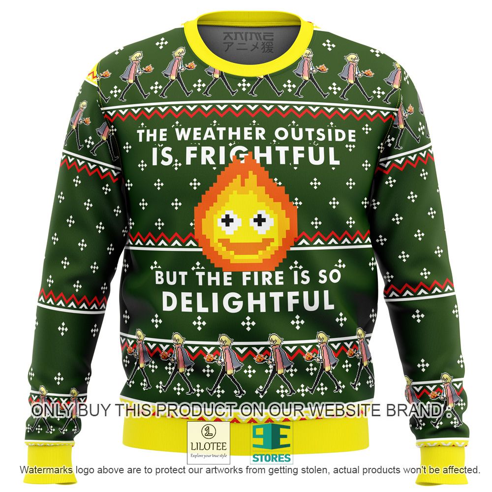HOWLS MOVING CASTLE Calcifer Fire is so Delightful Anime Ugly Christmas Sweater - LIMITED EDITION 10