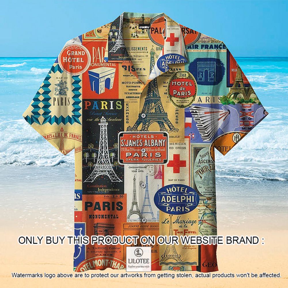 I Love Paris Style the Eiffel Tower Short Sleeve Hawaiian Shirt - LIMITED EDITION 12