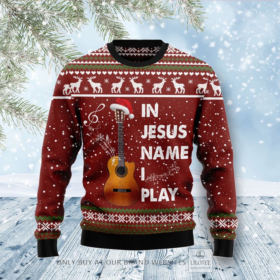 In Jesus Name I Play Guitar Ugly Christmas Sweater - LIMITED EDITION 24