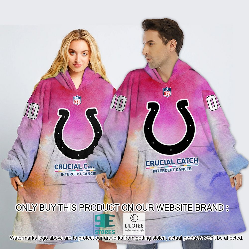 Indianapolis Colts Crucial Catch Intercept Cancer Personalized Oodie Blanket Hoodie - LIMITED EDITION 12