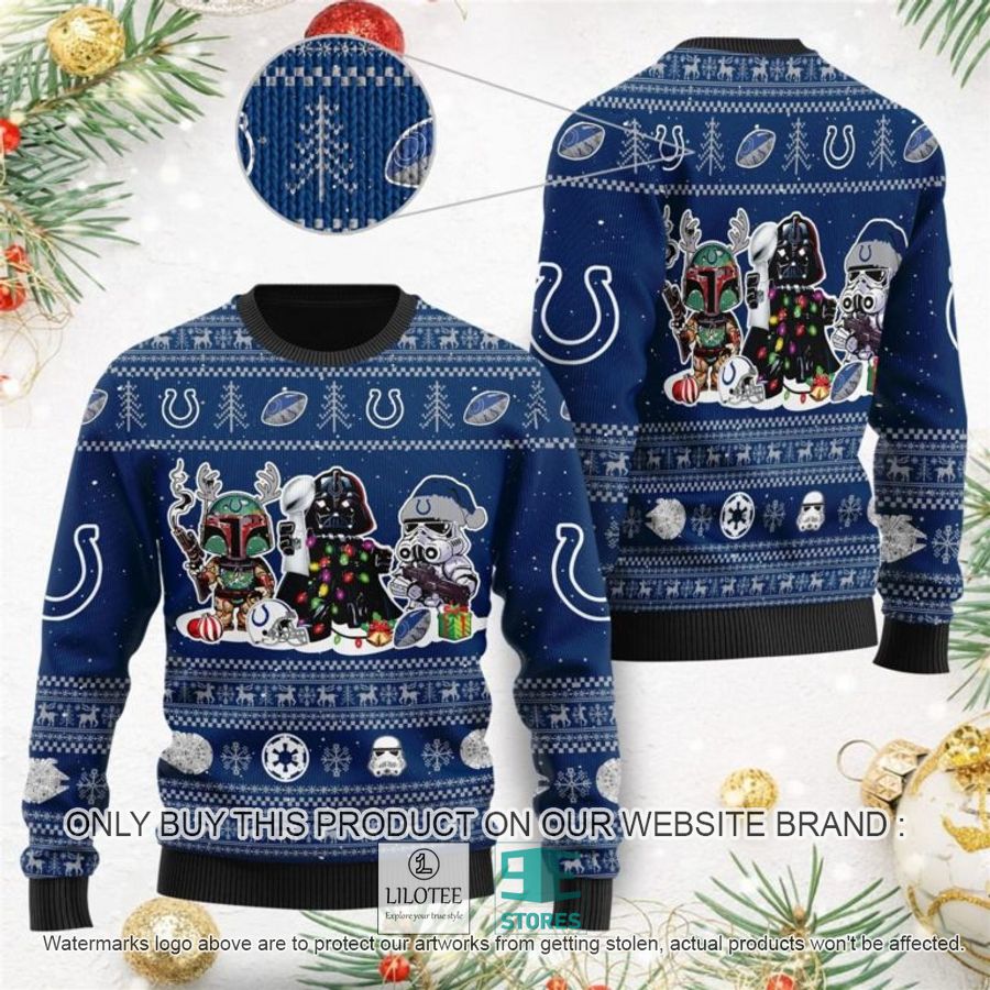 Indianapolis Colts Darth Vader Boba Fett Stormtrooper Ugly Christmas Sweater - LIMITED EDITION 8