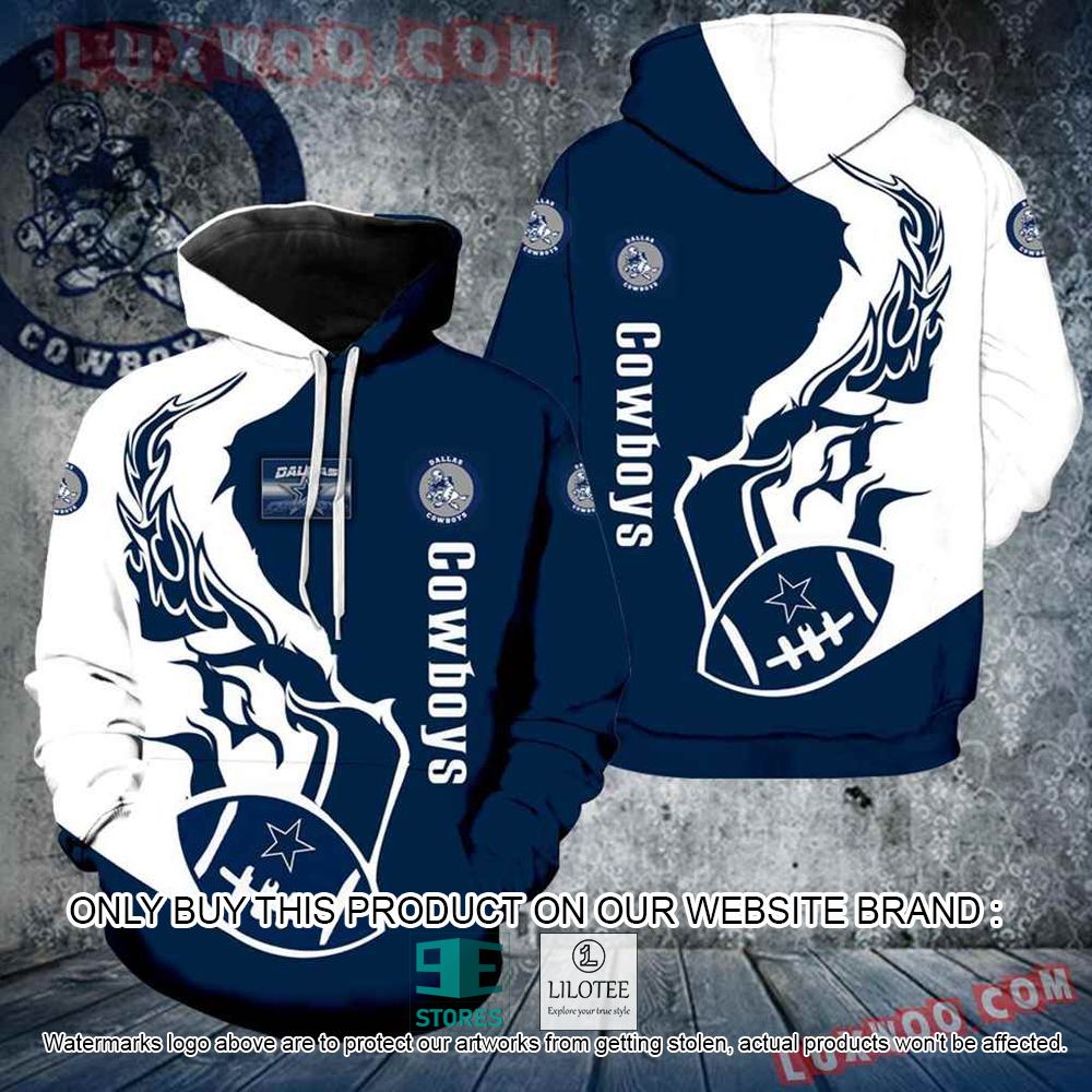 NFL Dallas Cowboys Fire Navy White 3D Hoodie - LIMITED EDITION 10