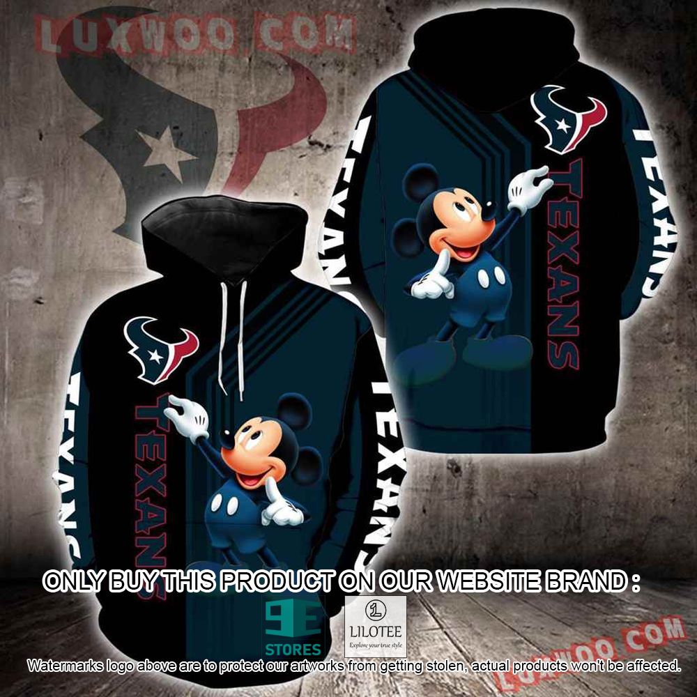 NFL Houston Texans Mickey Mouse Navy Black 3D Hoodie - LIMITED EDITION 11