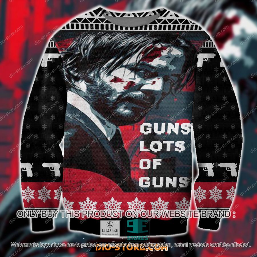 John Wick Guns, Lots Of Guns Ugly Christmas Sweater, Sweatshirt 17