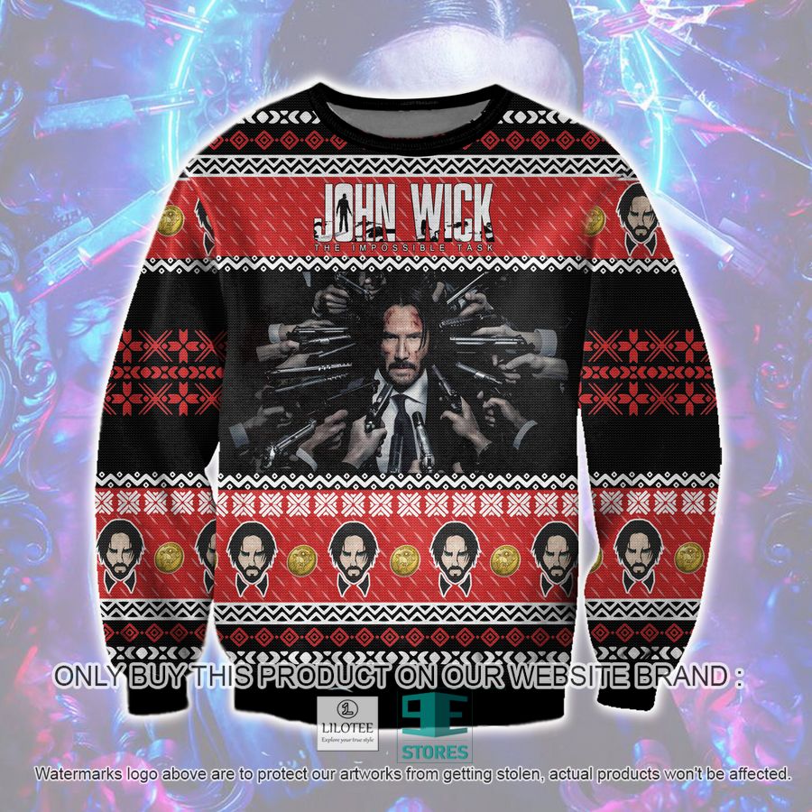 John Wick The Impossible Task Ugly Christmas Sweater, Sweatshirt 17
