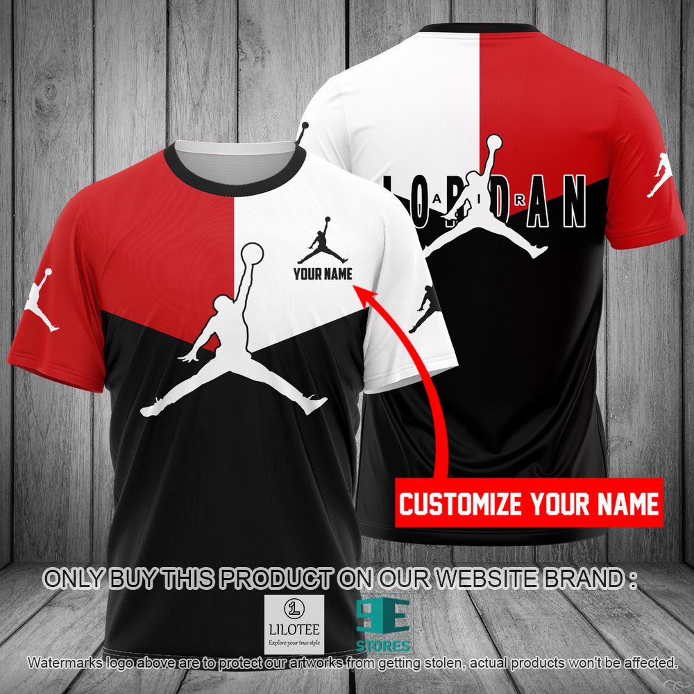 Jordan Red Black White Custom Name 3D Shirt - LIMITED EDITION 10
