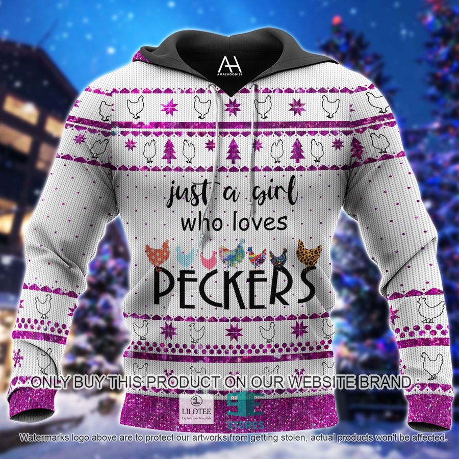 Alternative view of Just A Girl Who Loves Peckers 3D Over Printed Shirt, Hoodie