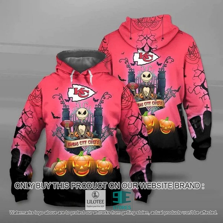 Kansas City Chiefs Halloween Jack Skellington black pink 3D Hoodie, Zip Hoodie - LIMITED EDITION 9