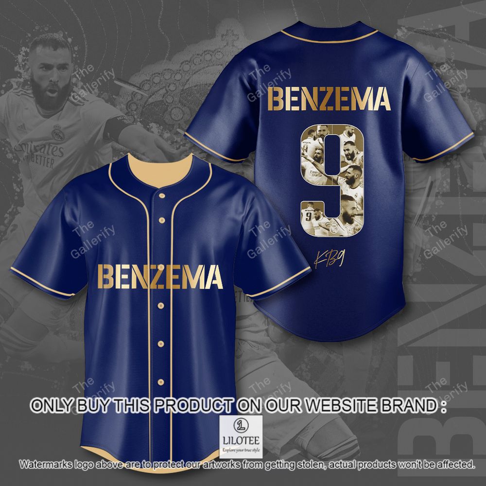 Karim Benzema 9 Emirates Flybetter Navy Baseball Jersey - LIMITED EDITION 2