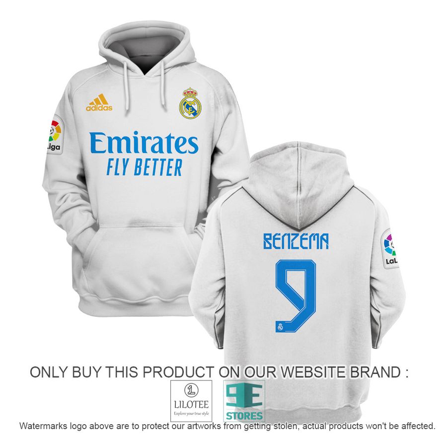 Karim Benzema 9 Real Madrid FC Adidas La Liga white Shirt, Hoodie - LIMITED EDITION 17