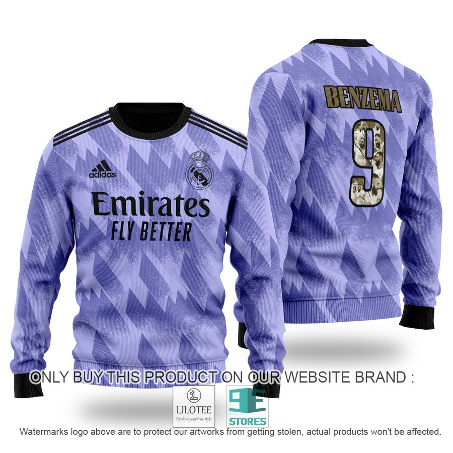 Karim Benzema 9 Real Madrid FC Adidas purple Sweater - LIMITED EDITION 9
