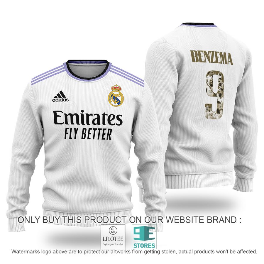 Karim Benzema 9 Real Madrid FC Adidas white Sweater - LIMITED EDITION 8