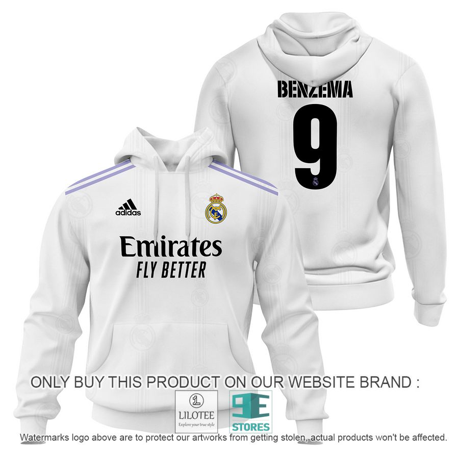 Karim Benzema 9 Real Madrid FC Emirates Fly Better white Shirt, Hoodie - LIMITED EDITION 16
