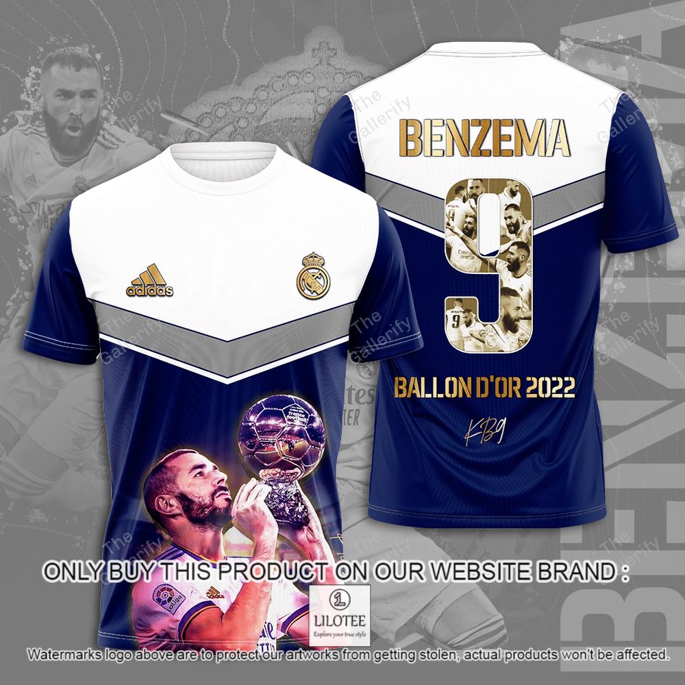 Karim Benzema Ballon d'Or 2022 Blue White 3D Hoodie, Shirt - LIMITED EDITION 6