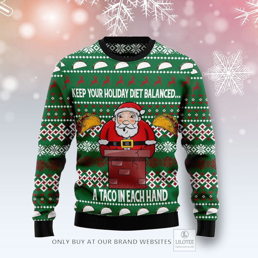 Keep Your Holiday Diet Balanced With Tacos Ugly Christmas Sweater - LIMITED EDITION 24