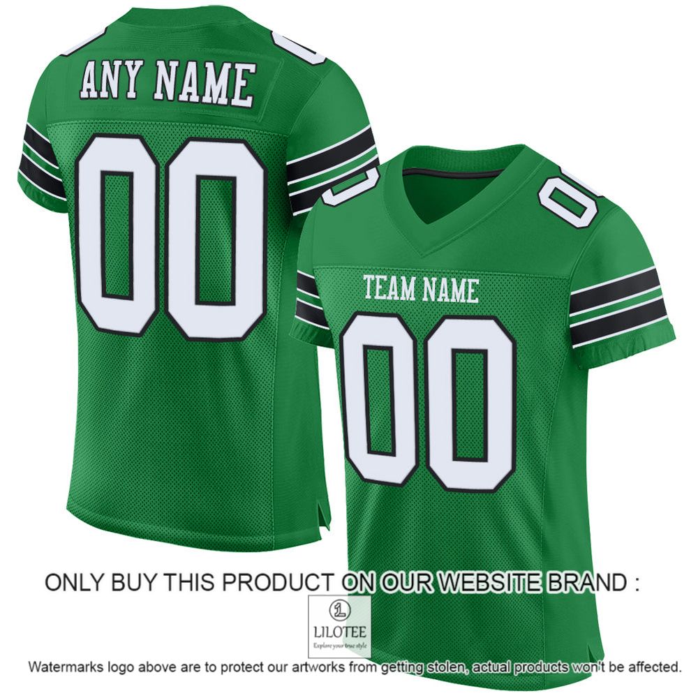 Kelly Green White-Black Mesh Authentic Personalized Football Jersey - LIMITED EDITION 12