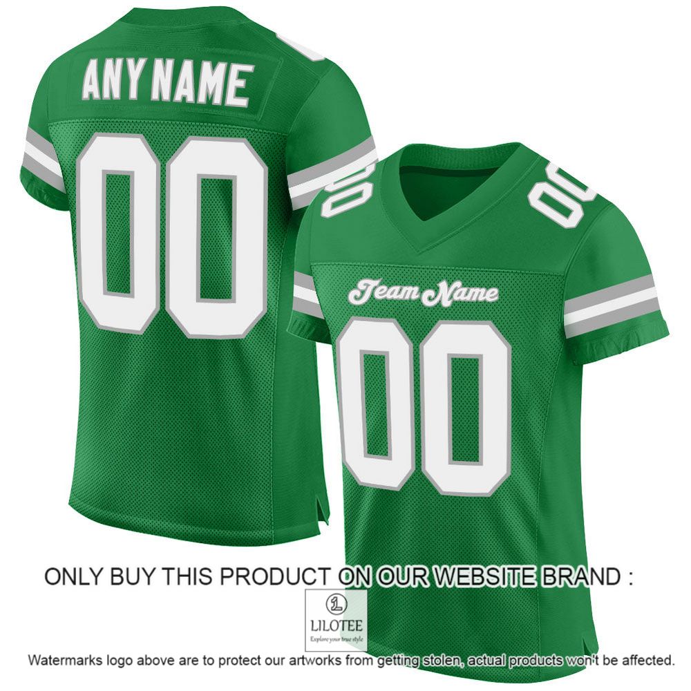 Kelly Green White-Gray Mesh Authentic Personalized Football Jersey - LIMITED EDITION 13