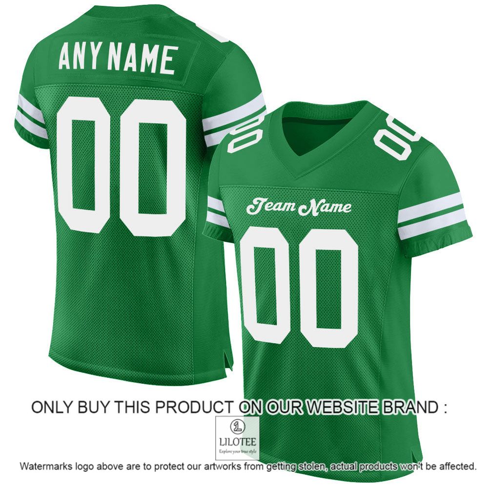 Kelly Green White Mesh Authentic Personalized Football Jersey - LIMITED EDITION 12