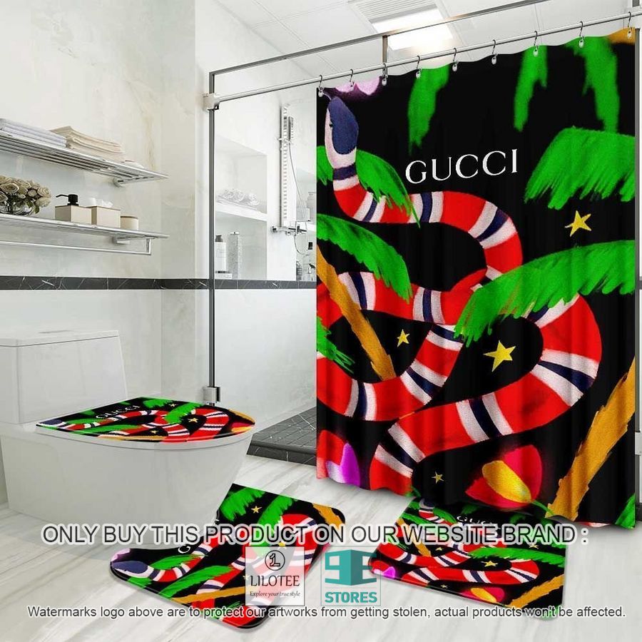 Kingsnake Gucci black Shower Curtain Sets - LIMITED EDITION 8