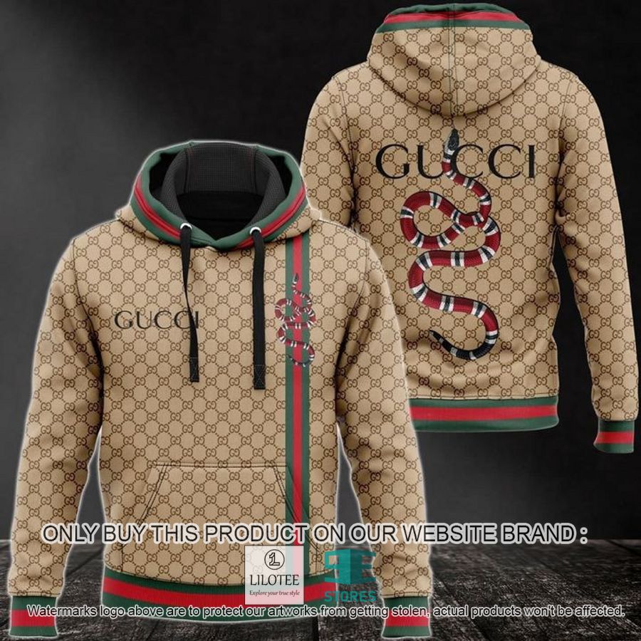 Kingsnake Gucci khaki pattern 3D Hoodie - LIMITED EDITION 8